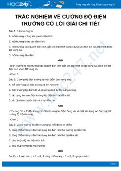 16 câu trắc nghiệm về Cường độ điện trường môn Vật Lý 11 năm 2020 có lời giải chi tiết