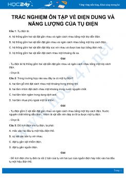 20 câu trắc nghiệm về điện dung, năng lượng của tụ điện môn Vật Lý 11 có lời giải chi tiết