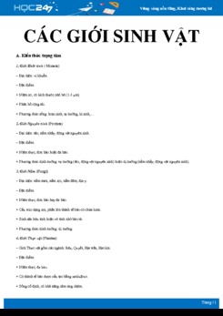 Lý thuyết và bài tập ôn tập chủ đề Khái quát đặc điểm chung của các giới sinh vật Sinh học 10