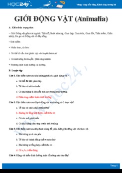 Tổng ôn các kiến thức trọng tâm Giới Động vật (Animalia) Sinh học 10