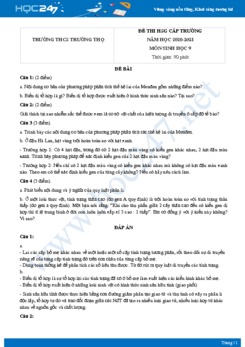 Đề thi HSG cấp trường môn Sinh học 9 năm 2020 Trường THCS Trường Thọ có đáp án