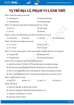 Bài tập trắc nghiệm vận dụng Vị trí địa lí và phạm vi lãnh thổ Địa lí 12 có đáp án