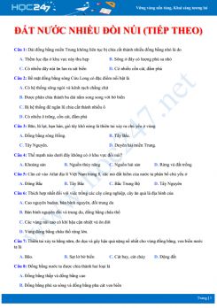 Bài tập trắc nghiệm ôn tập Đồng bằng và thế mạnh của các vùng Địa lí 12