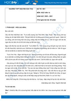 Đề thi HK1 môn Ngữ văn 10 năm 2020 trường THPT Nguyễn Hữu Thọ có đáp án