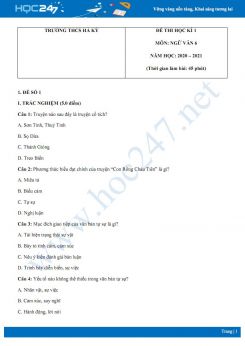 Bộ 3 đề thi Học kì 1 môn Ngữ văn 6 năm 2020 Trường THCS Hà Kỳ