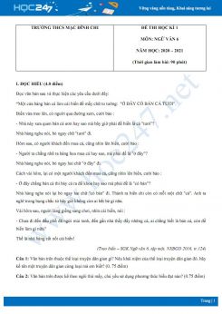 Đề thi Học kì 1 môn Ngữ văn 6 năm 2020 Trường THCS Mạc Đĩnh Chi