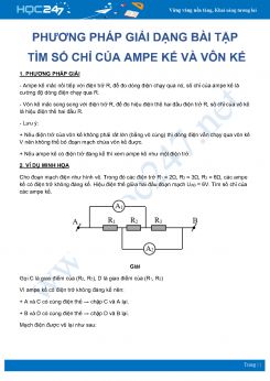Phương pháp giải dạng bài tập Tìm số chỉ của Ampe kế và Vôn kế môn Vật Lý 11 năm 2020