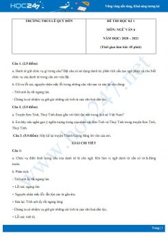 Đề thi Học kì 1 môn Ngữ văn 6 năm 2020 Trường THCS Lê Quý Đôn