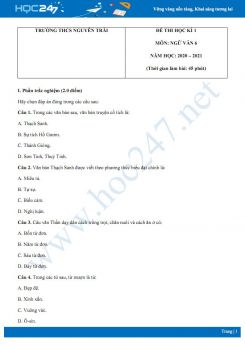 Đề thi Học kì 1 môn Ngữ văn 6 năm 2020 Trường THCS Nguyễn Trãi