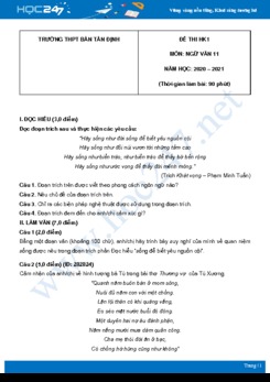 Đề thi Hk1 môn Ngữ văn 11 năm 2020 Trường THPT Bàn Tân Định có đáp án