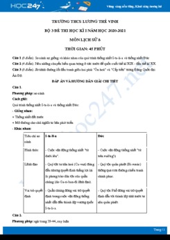 Bộ 3 đề thi HK1 môn Lịch sử 8 năm 2020 - Trường THCS Lương Thế Vinh có đáp án
