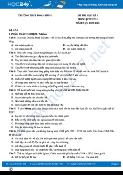 Bộ 3 đề thi HK1 môn Lịch sử 11 có đáp án Trường THPT Đoan Hùng