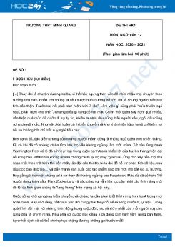 Đề thi HK1 môn Ngữ văn 11 năm 2020 Trường THPT Quyết Thắng có đáp án