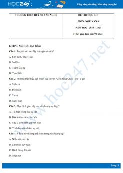 Đề thi Học kì 1 môn Ngữ văn 6 năm 2020 Trường THCS Huỳnh Văn Nghệ