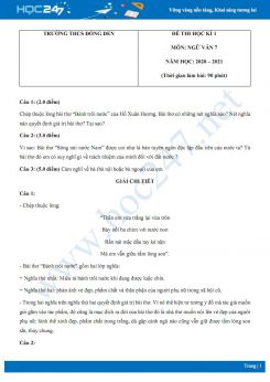 Đề thi Học kì 1 môn Ngữ văn 7 năm 2020 Trường THCS Đồng Đen