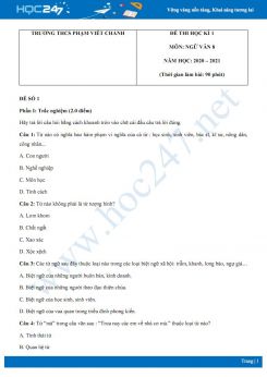 Bộ 2 đề thi Học kì 1 môn Ngữ văn 8 năm 2020 Trường THCS Phạm Viết Chánh