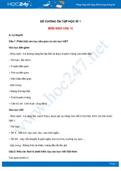 Đề cương ôn tập HK1 môn Ngữ văn 10 năm 2020 đầy đủ và chi tiết nhất