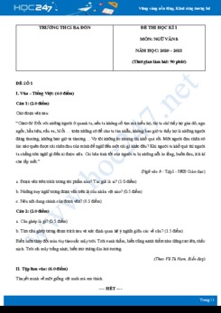 Bộ 3 đề thi Học kì 1 môn Ngữ văn 8 năm 2020 Trường THCS Ba Đồn