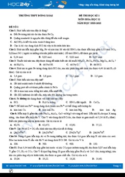 Bộ đề thi HK1 môn Hóa 12 năm 2020 có đáp án Trường THPT Đồng Xoài