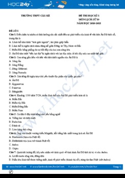 Bộ 3 đề thi HK1 môn Lịch sử 10 năm 2020 có đáp án Trường THPT Cầu Kè
