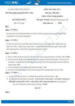 Bộ 4 đề thi HK1 môn Công nghệ 9 năm 2020 - Trường THCS Nguyễn Hữu Thọ có đáp án