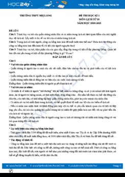 Bộ 3 đề thi HK1 môn Lịch sử 10 năm 2020 có đáp án Trường THPT Nhị Long