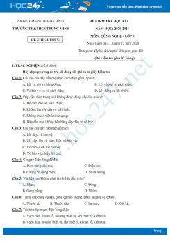 Đề thi HK1 môn Công nghệ 9 năm 2020 - Trường TH&THCS Trung Minh có đáp án