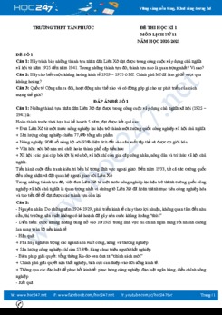 Bộ 3 đề thi HK1 môn Lịch sử 11 năm 2020 có đáp án Trường THPT Tân Phước