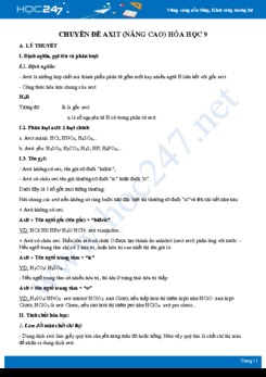 Chuyên đề về Axit (nâng cao) môn Hóa học 9