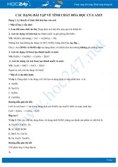 Phương pháp giải các bài tập về Tính chất hóa học của axit môn Hóa học 9