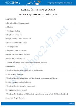Tài liệu ôn thi THPT Quốc gia thì hiện tại đơn trong Tiếng Anh