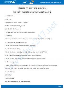 Tài liệu ôn thi THPT Quốc gia thì hiện tại tiếp diễn trong Tiếng Anh