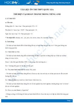 Tài liệu ôn thi THPT Quốc gia thì hiện tại hoàn thành trong Tiếng Anh