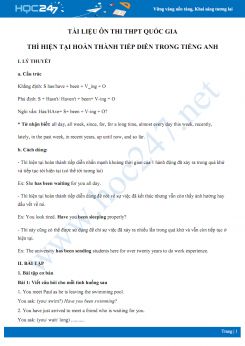 Tài liệu ôn thi THPT Quốc gia thì hiện tại hoàn thành tiếp diễn trong Tiếng Anh