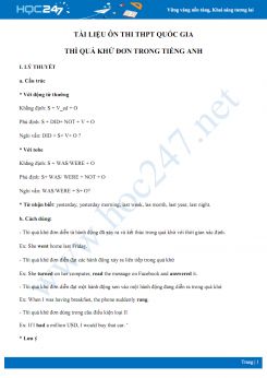 Tài liệu ôn thi THPT Quốc gia thì quá khứ đơn trong Tiếng Anh