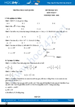 Đề thi HK1 môn Toán 7 năm 2020 có đáp án Trường THCS Ngô Quyền
