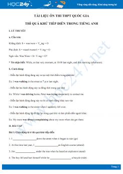 Tài liệu ôn thi THPT Quốc gia thì quá khứ tiếp diễn trong Tiếng Anh