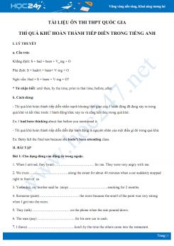 Tài liệu ôn thi THPT Quốc gia thì quá khứ hoàn thành tiếp diễn trong Tiếng Anh