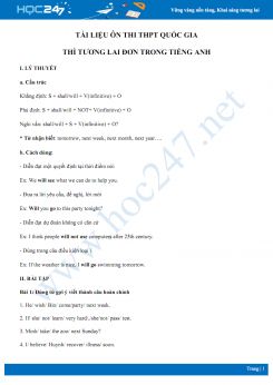 Tài liệu ôn thi THPT Quốc gia thì tương lai đơn trong Tiếng Anh