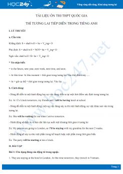 Tài liệu ôn thi THPT Quốc gia thì tương lai tiếp diễn trong Tiếng Anh