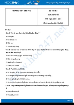 Bộ 3 đề thi HK1 môn GDCD 11 năm 2020 Trường THPT Bình Phú có đáp án