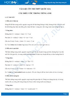 Tài liệu ôn thi THPT Quốc gia câu điều ước trong Tiếng Anh