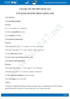 Tài liệu ôn thi THPT Quốc gia các dạng so sánh trong Tiếng Anh