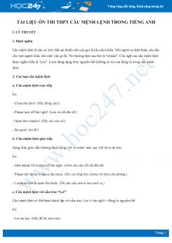Tài liệu ôn thi THPT Quốc gia câu mệnh lệnh trong Tiếng Anh