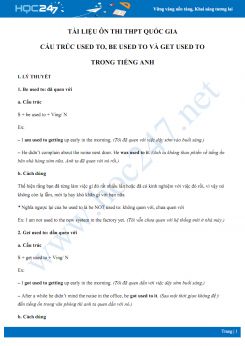 Tài liệu ôn thi THPT Quốc gia cấu trúc used to, be used to và get used to trong Tiếng Anh
