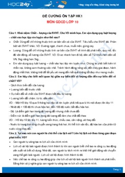 Đề cương ôn tập HK1 môn GDCD 10 năm 2020 đầy đủ và chi tiết nhất