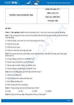 Bộ 3 đề thi học kỳ 1 môn Vật Lý 6 năm 2020 có đáp án Trường THCS Dương Bá Trạc