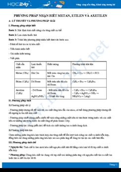 Phương pháp nhận biết metan, etilen và axetilen môn Hóa học 9