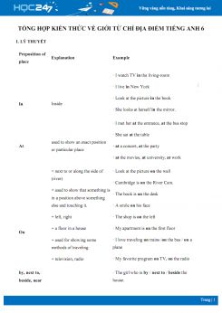 Tổng hợp kiến thức về giới từ Tiếng Anh 6