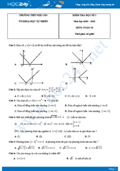 Đề kiểm tra HKI môn Toán 10 năm 2020 có đáp án trường THPT Đội Cấn